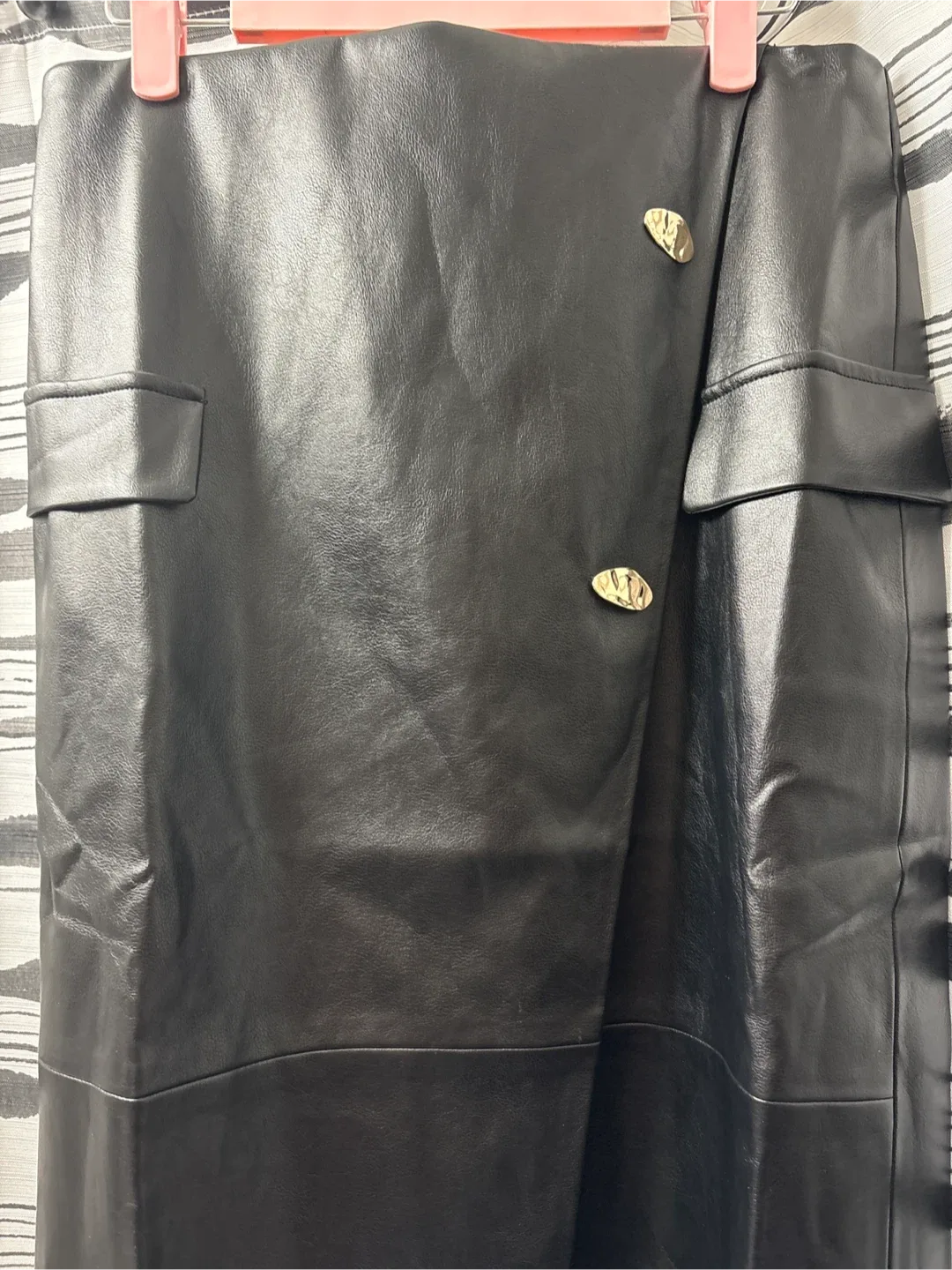 COMMENSE Black Faux Leather Skirt New image indicator(9)