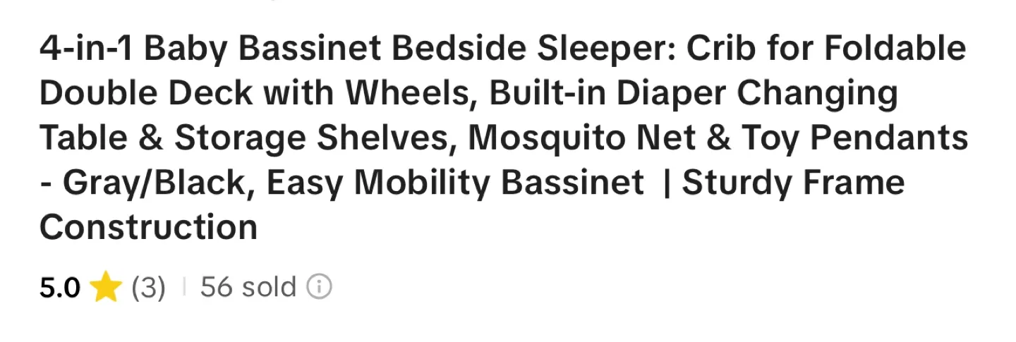 4-in-1 Baby Bassinet Bedside Sleeper - Gray/Black image indicator(2)