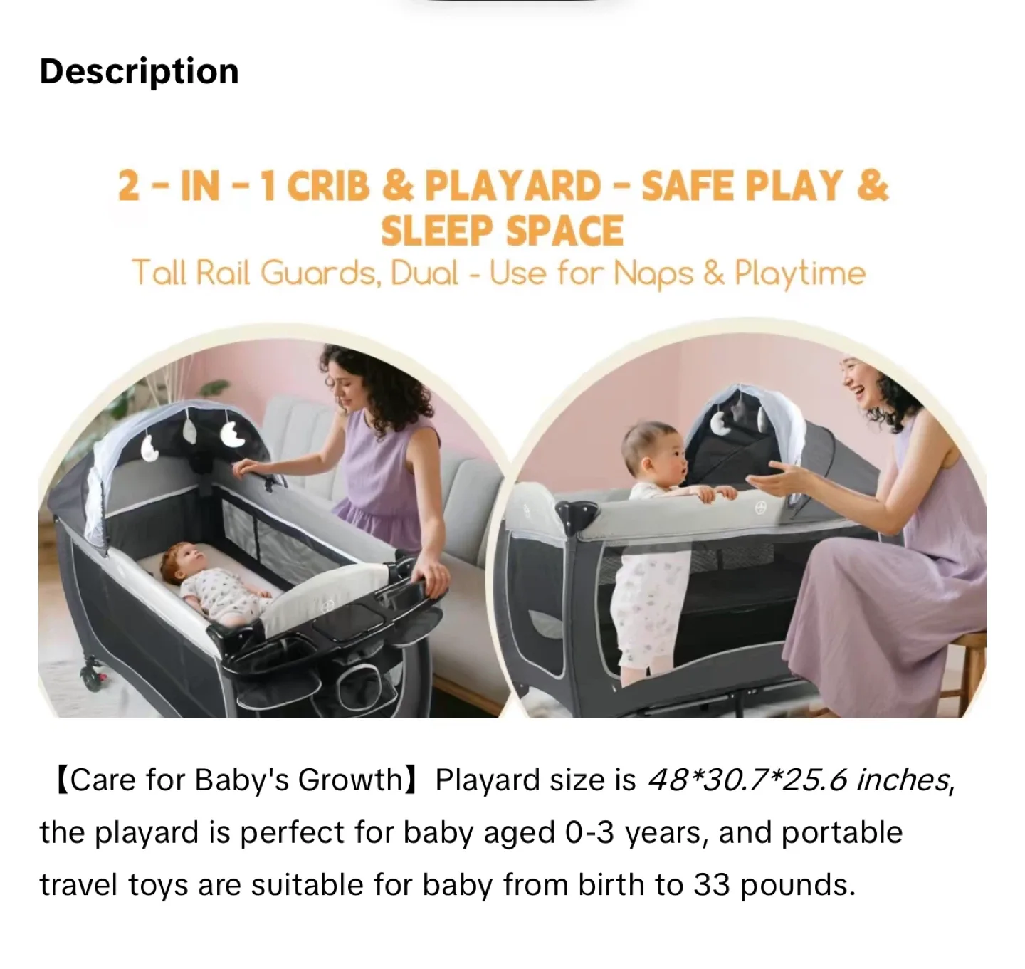 4-in-1 Baby Bassinet Bedside Sleeper - Gray/Black image indicator(5)