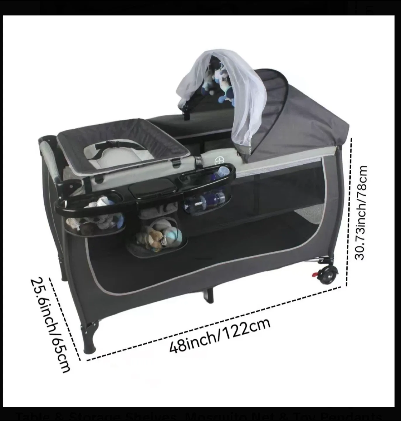 4-in-1 Baby Bassinet Bedside Sleeper - Gray/Black image indicator(3)