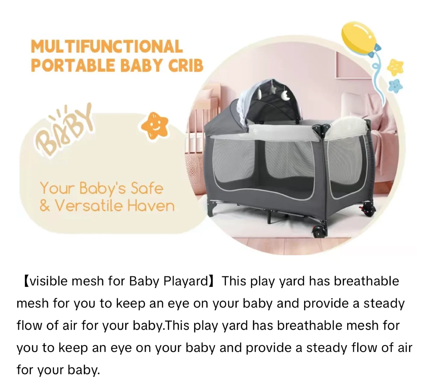 4-in-1 Baby Bassinet Bedside Sleeper - Gray/Black image indicator(8)