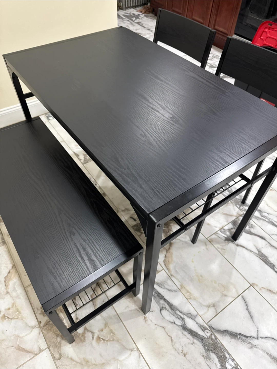 Black Dining Table Set with Bench & 2 Chairs - photo 2