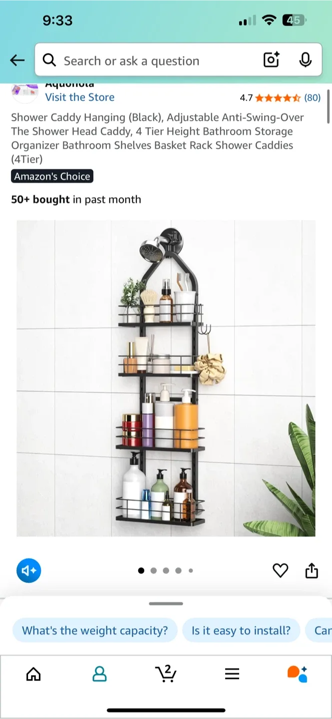 BNIB- Aquanota 4-Tier Shower Caddy - Black thumbnail