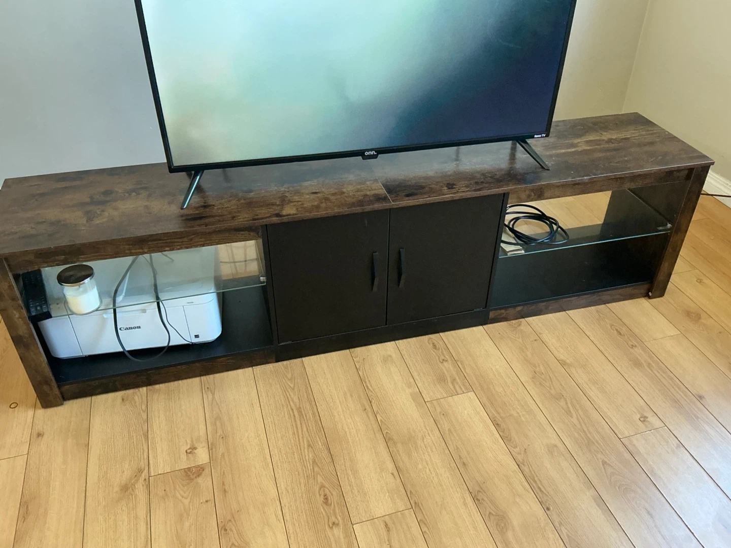 Rustic Brown TV Stand with LED Lights
