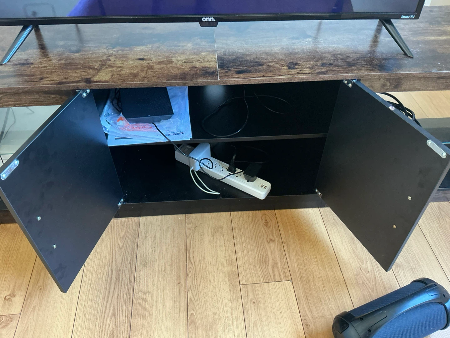 Rustic Brown TV Stand with LED Lights - photo 2