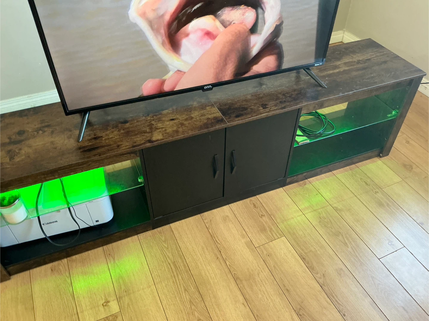 Rustic Brown TV Stand with LED Lights - photo 4