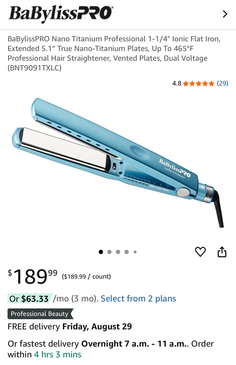 BaBylissPRO Nano Titanium Professional - Brand New thumbnail