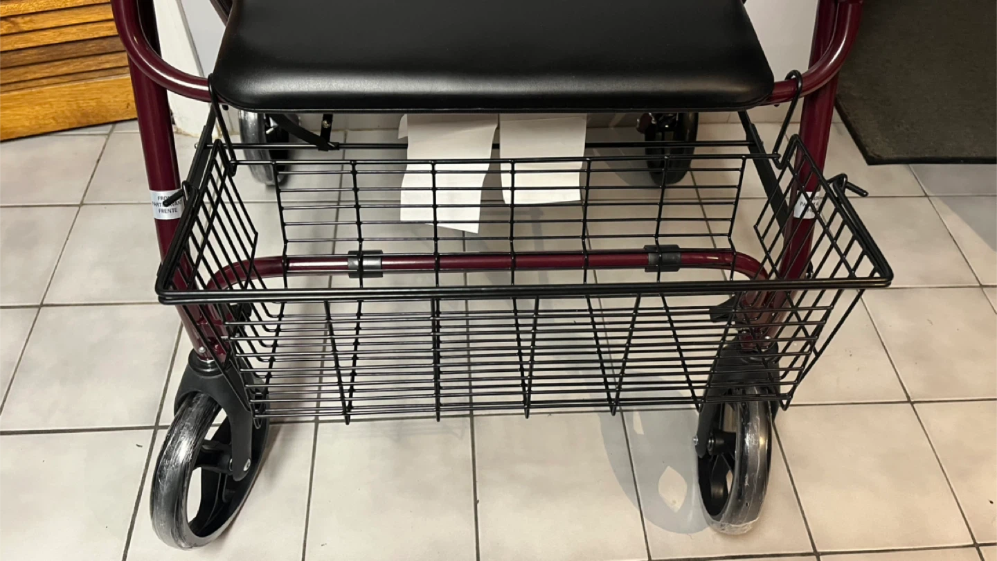 Burgundy Four-Wheel Walker with Seat & Basket - photo 2
