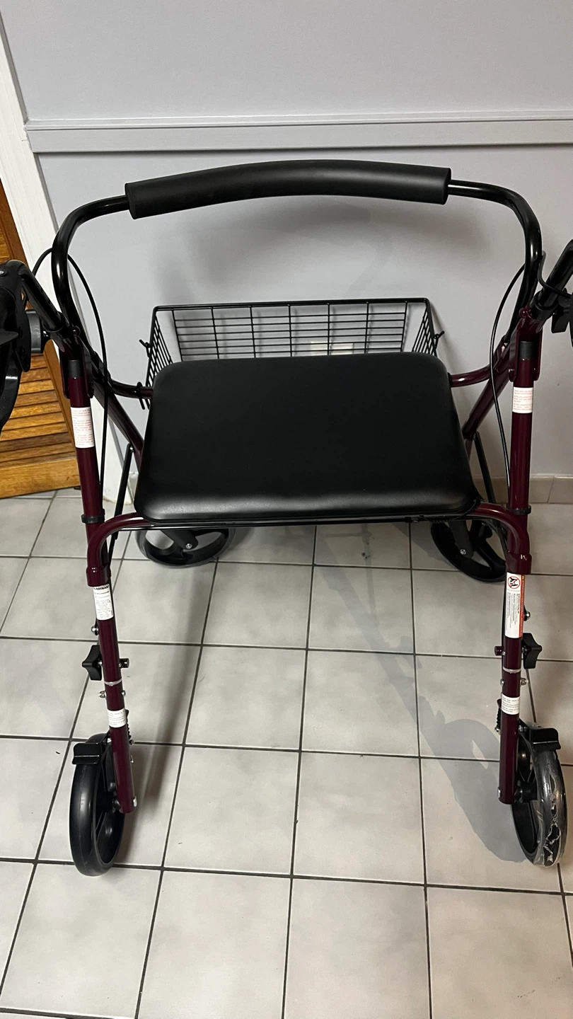 Burgundy Four-Wheel Walker with Seat & Basket - photo 5