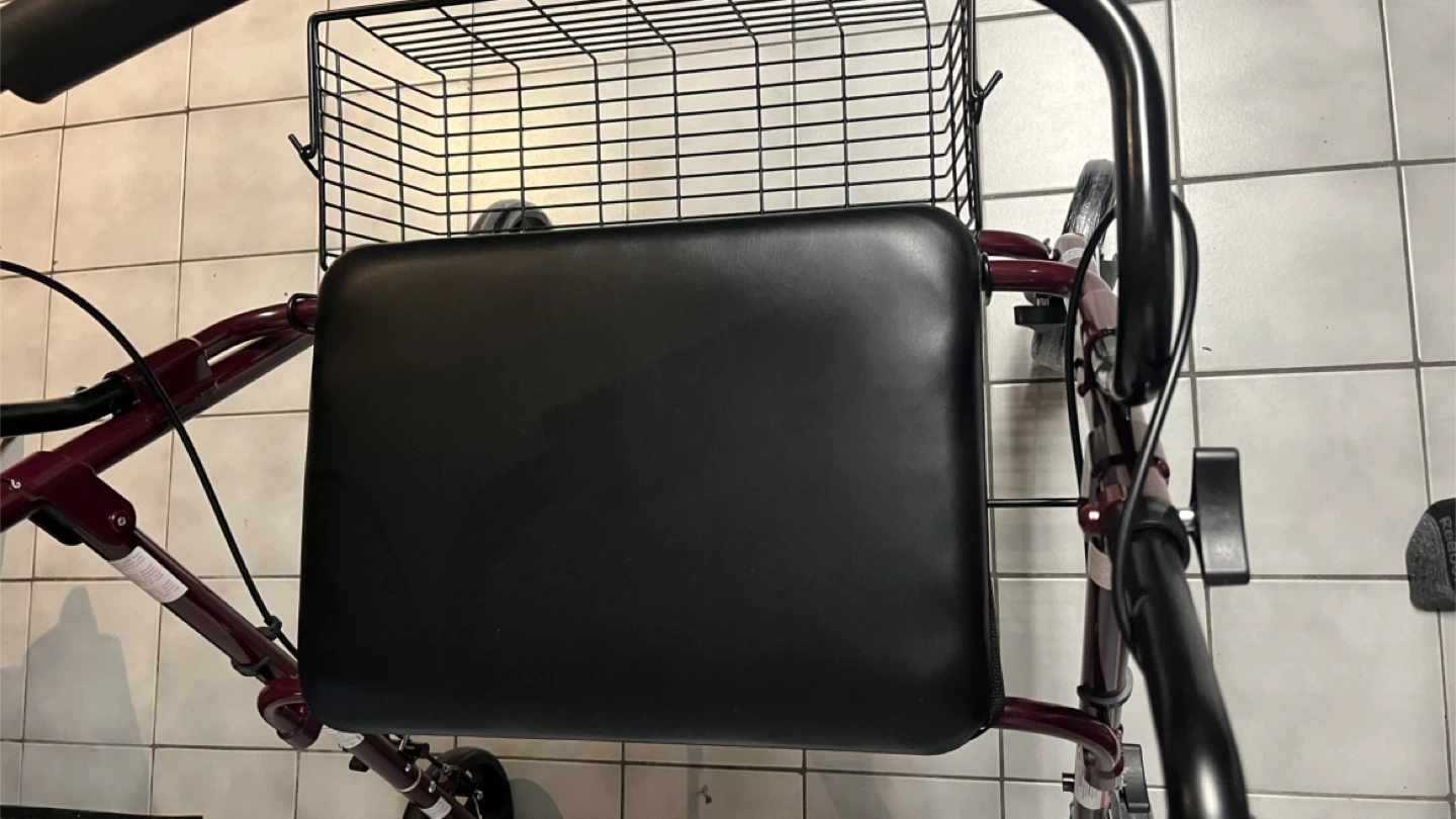 Burgundy Four-Wheel Walker with Seat & Basket - photo 4