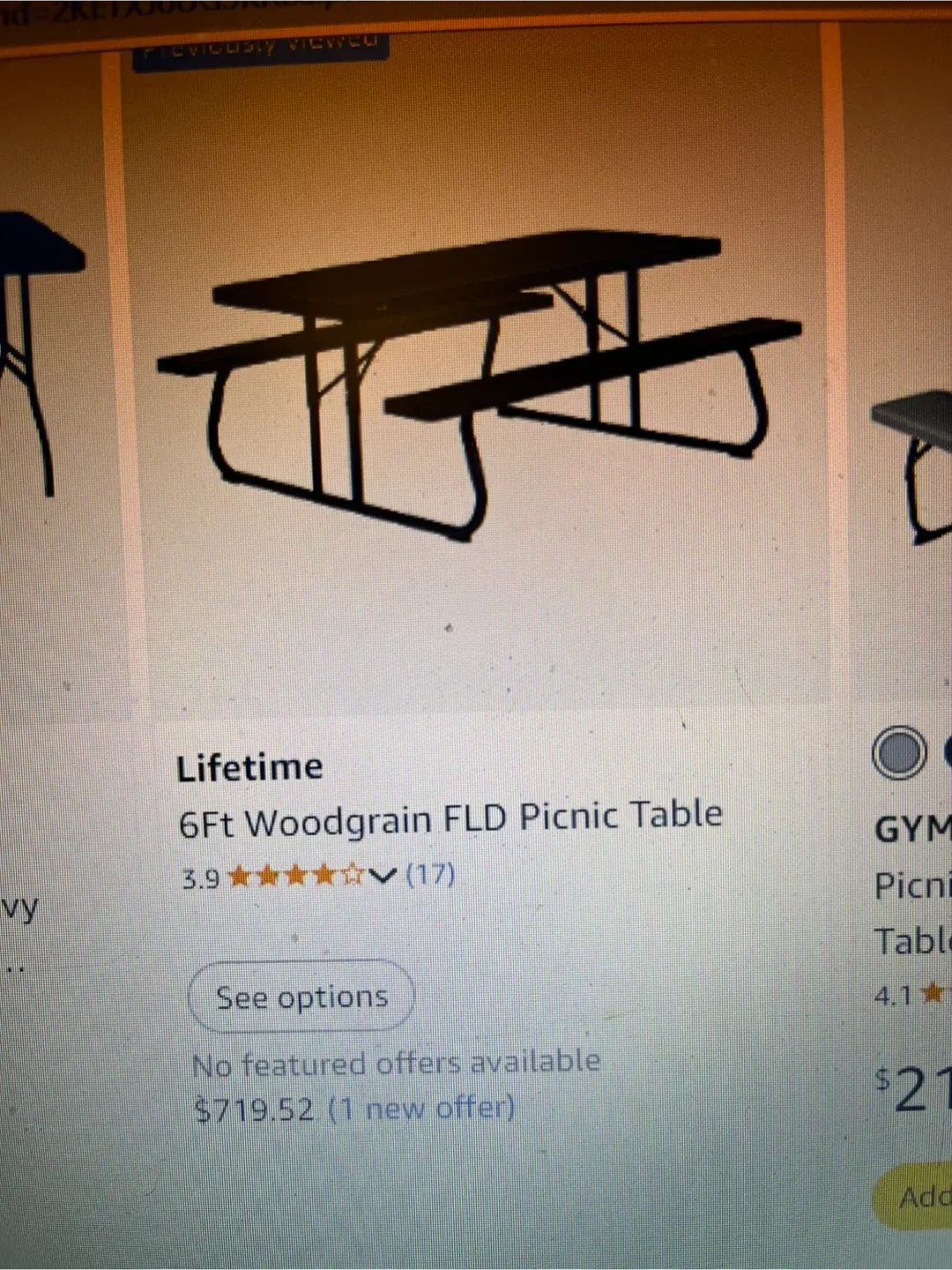 Lifetime 6Ft Woodgrain FLD Picnic Table - Seats 8 image indicator(5)