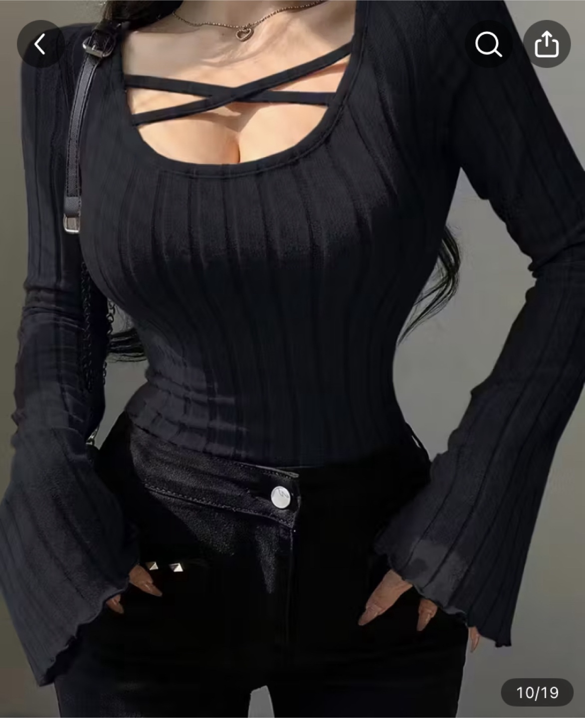 Black Long Sleeve Ribbed Top