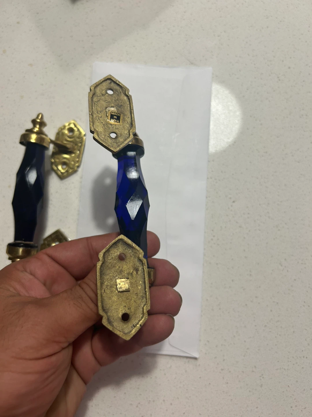 Cobalt Blue Glass Door/Drawer Pulls - Set of 3 - photo 4