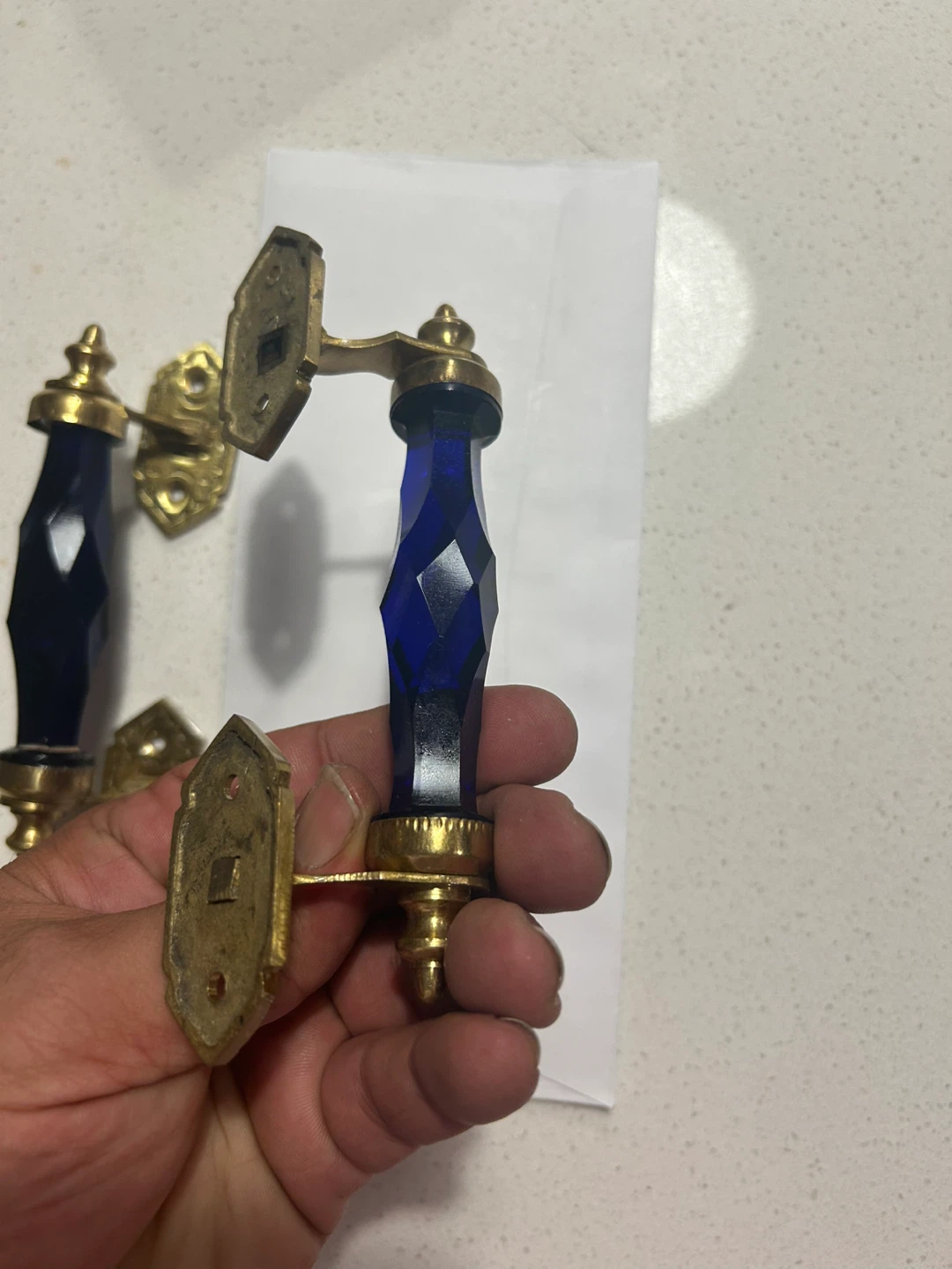 Cobalt Blue Glass Door/Drawer Pulls - Set of 3 - photo 5