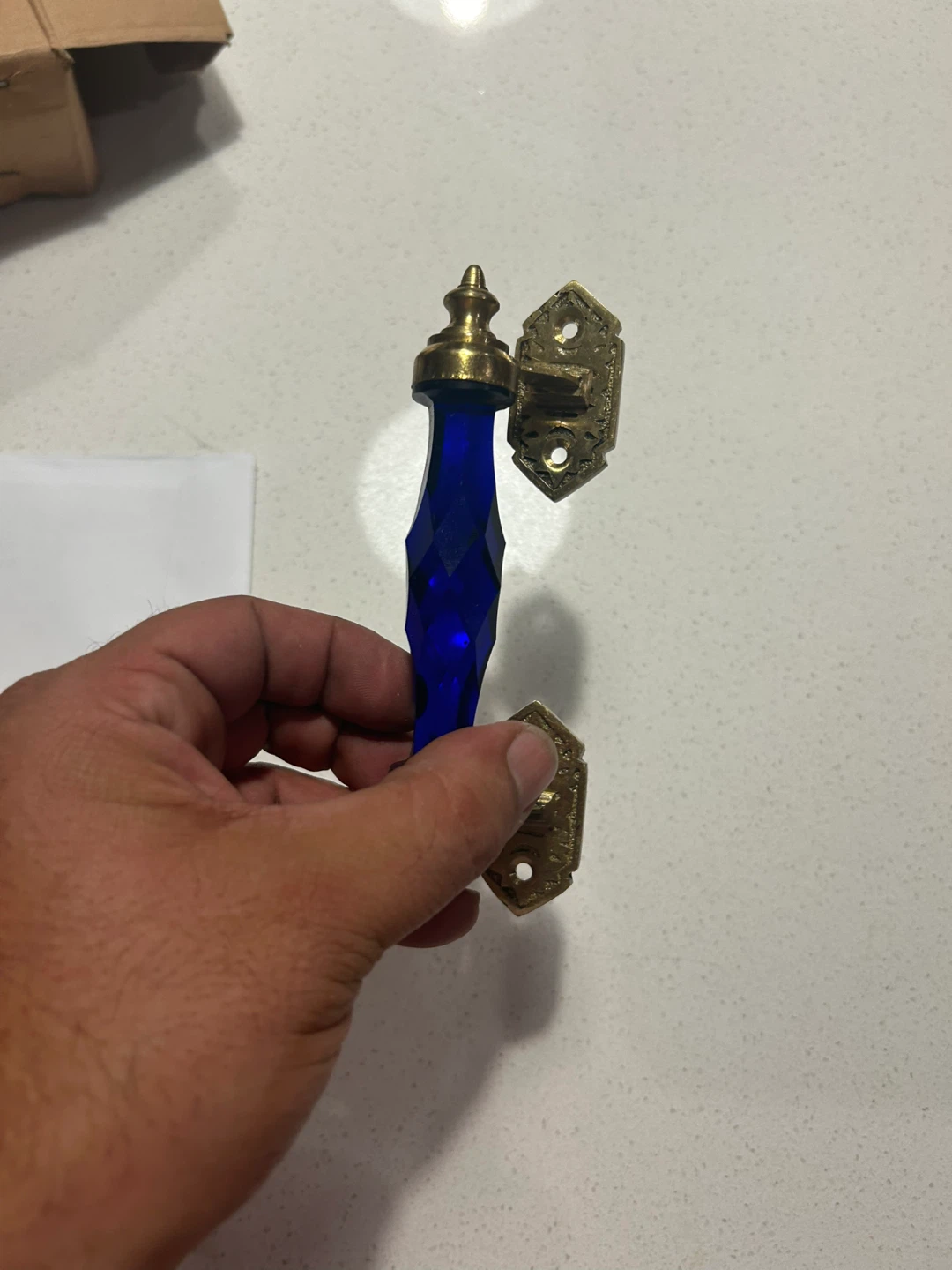 Cobalt Blue Glass Door/Drawer Pulls - Set of 3 - photo 3