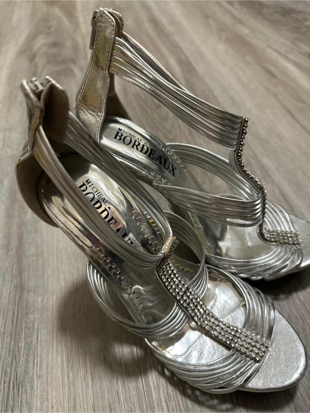 Free - Size 7 Michel Bordeaux Silver Heels