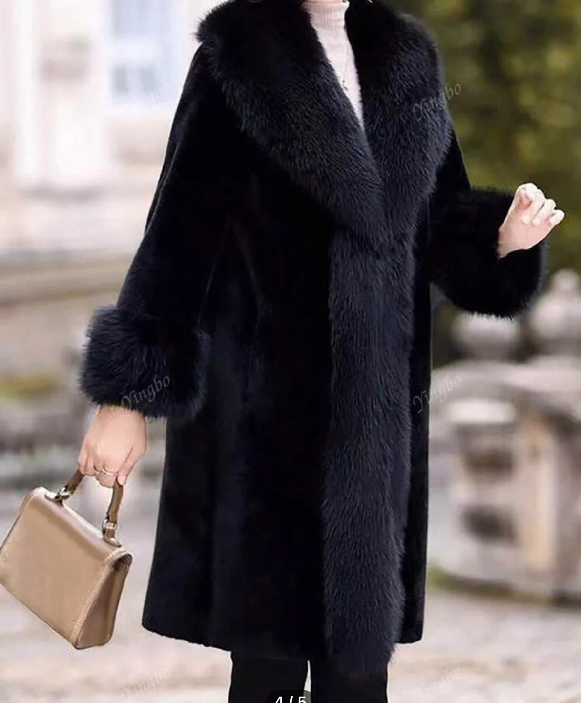 Elegant plush faux fur coat image indicator(2)
