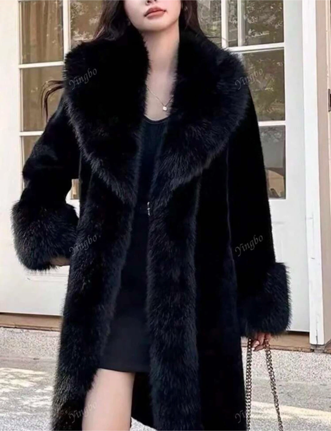 Elegant plush faux fur coat