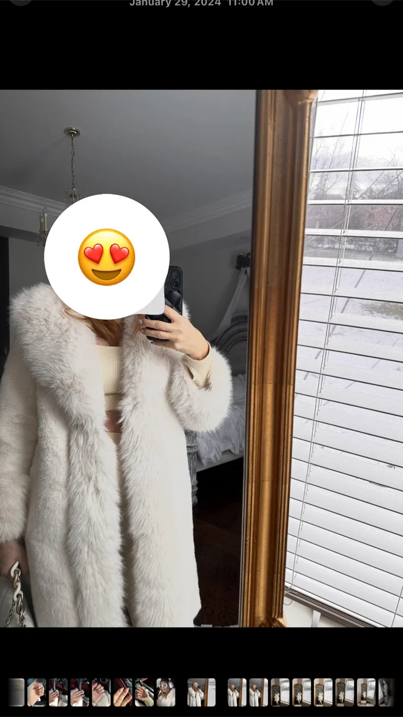 White plush faux fur coat image indicator(6)