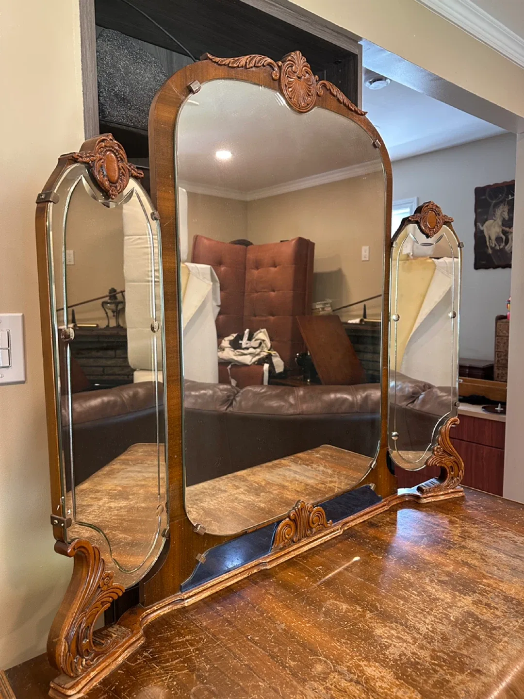 Antique Art Deco Waterfall Dresser (CAN DELIVER) image indicator(8)