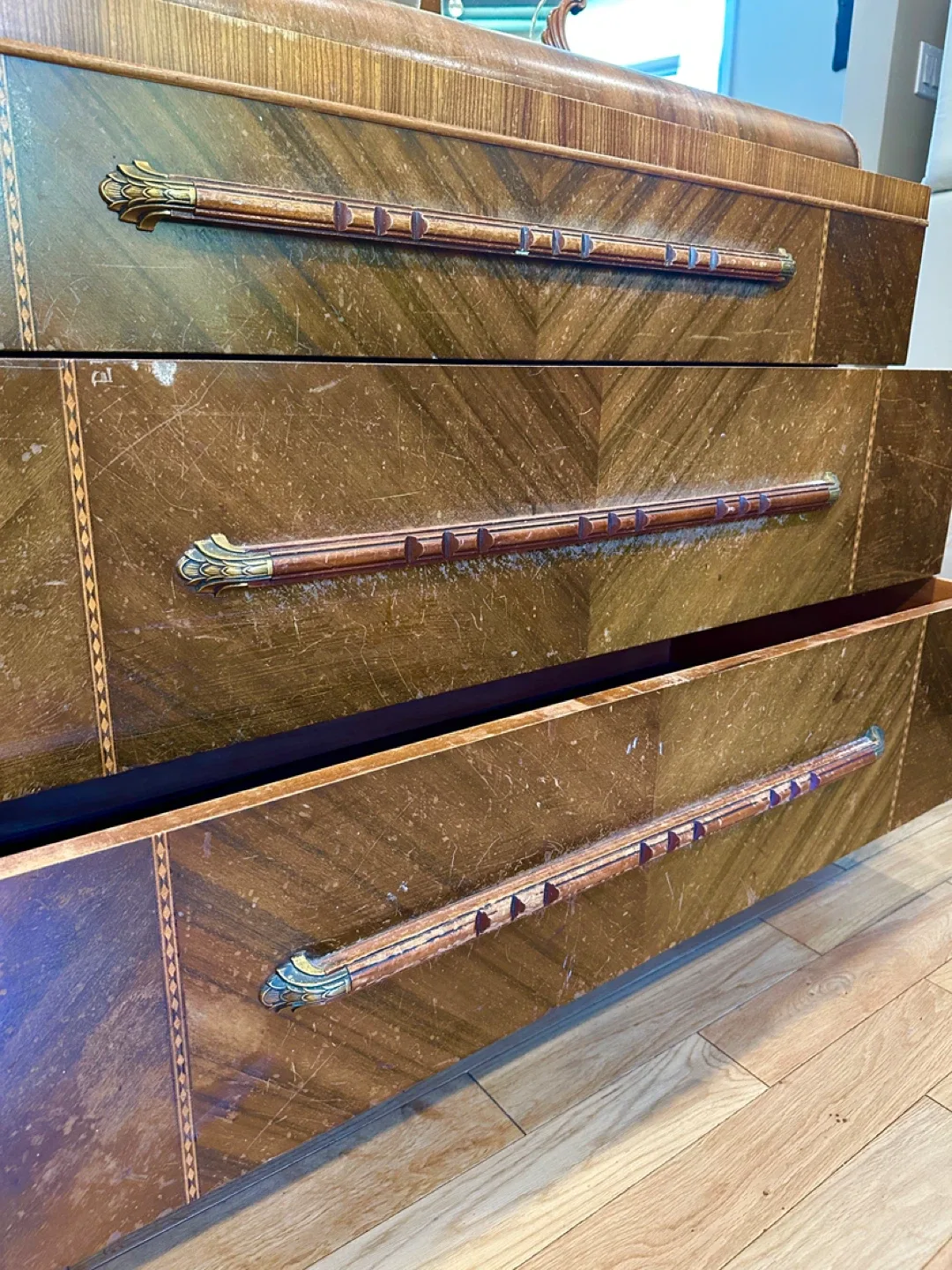 Antique Art Deco Waterfall Dresser (CAN DELIVER) image indicator(3)