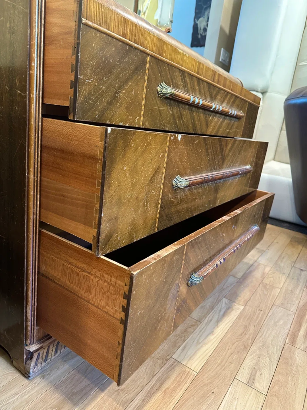 Antique Art Deco Waterfall Dresser (CAN DELIVER) image indicator(4)