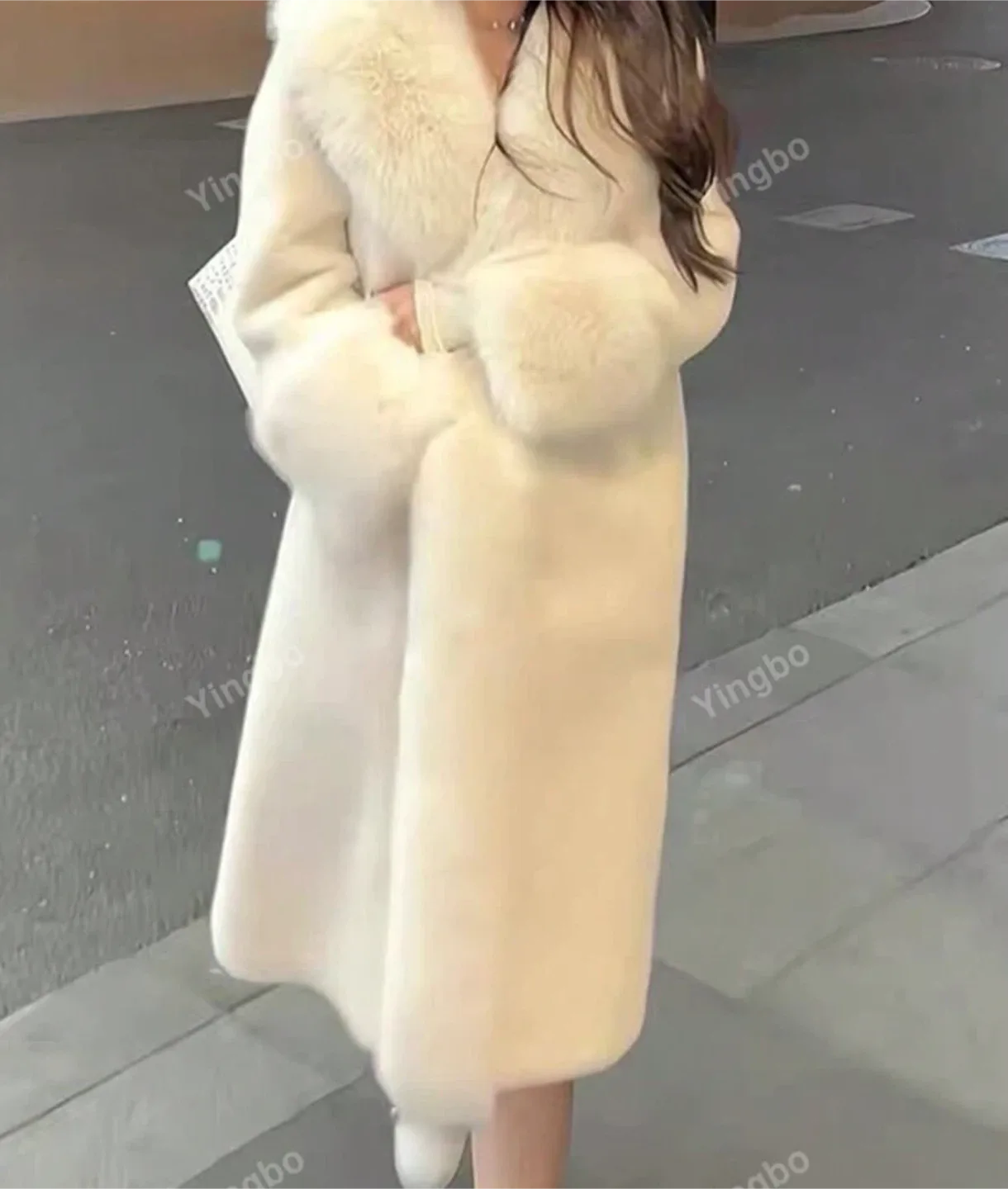 White plush faux fur coat image indicator(2)