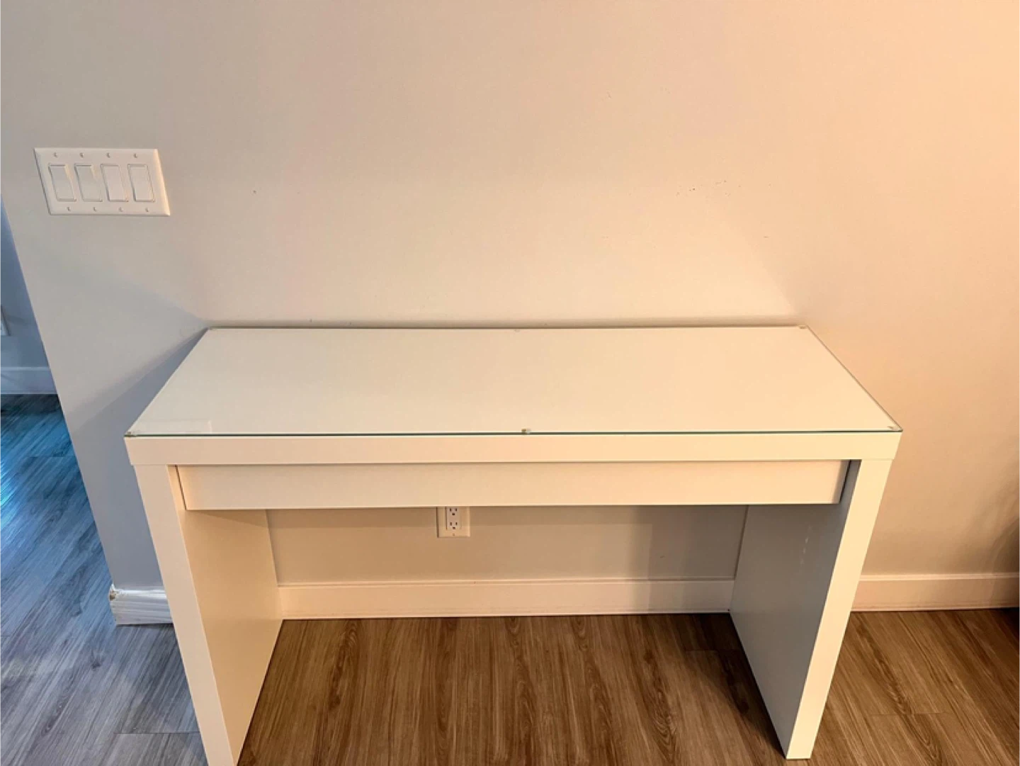 White Desk with Glass Top