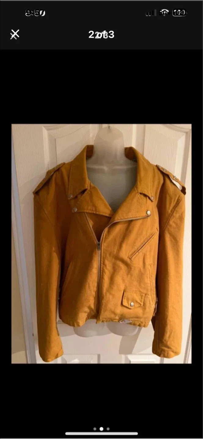 XL Studded Biker Jacket - Mustard Yellow thumbnail