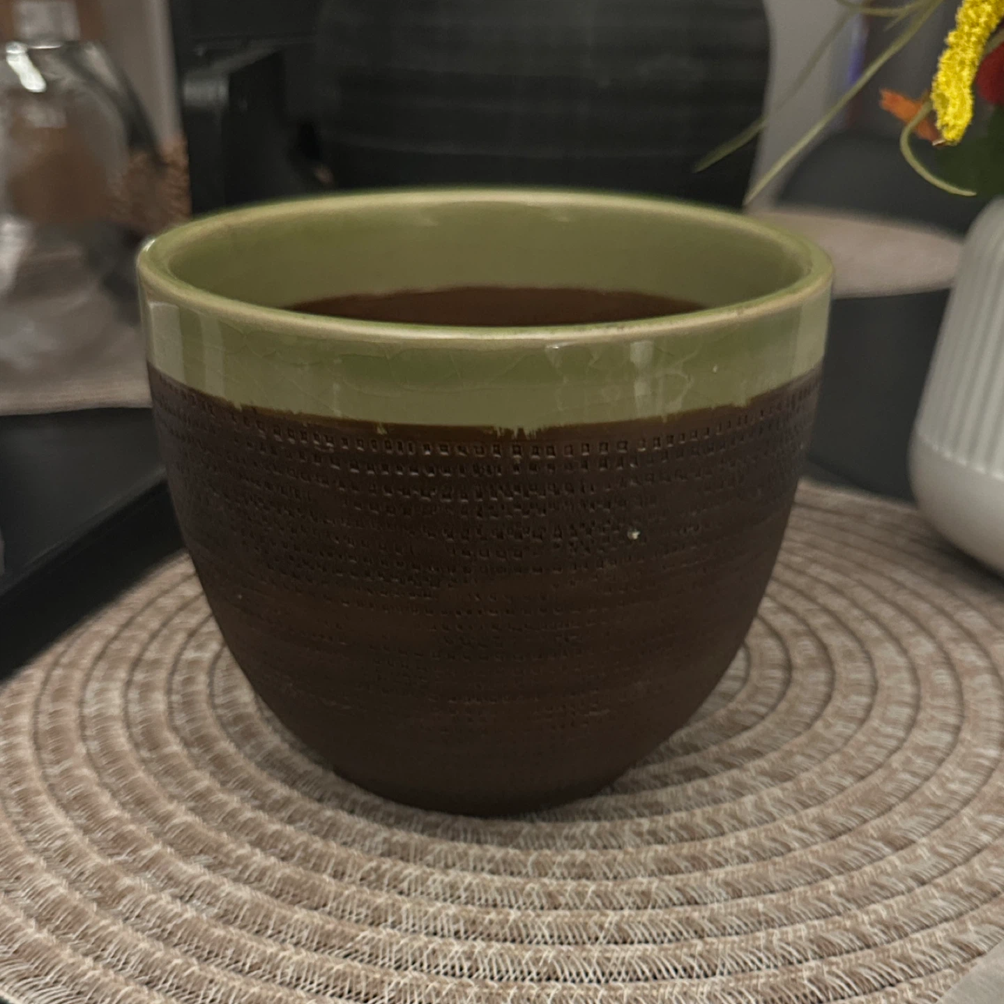 Brown and Green Ceramic Pot