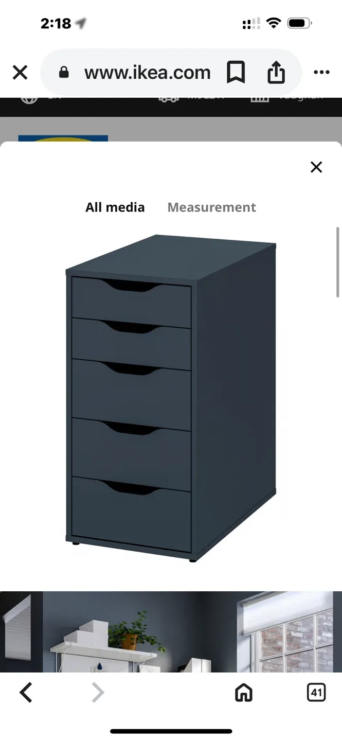 IKEA Alex Drawer Unit with 5 Drawers - Navy Blue thumbnail