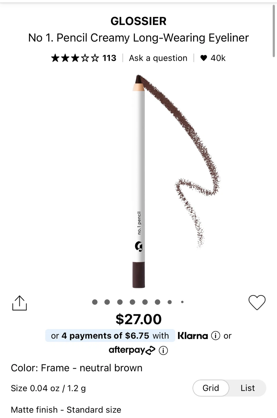 Glossier No. 1 Pencil Creamy Eyeliner - photo 2