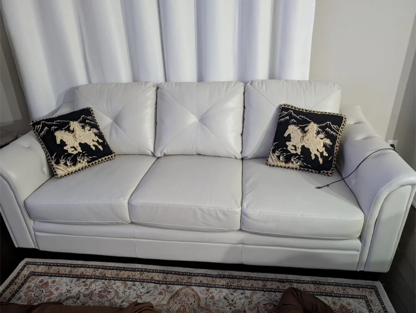 2 White Leather Sofa image indicator(2)