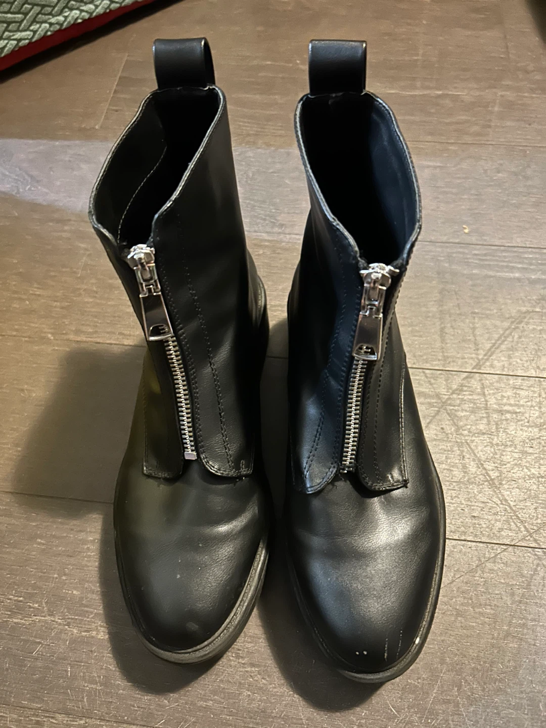 Black Leather Zip-Up Boots