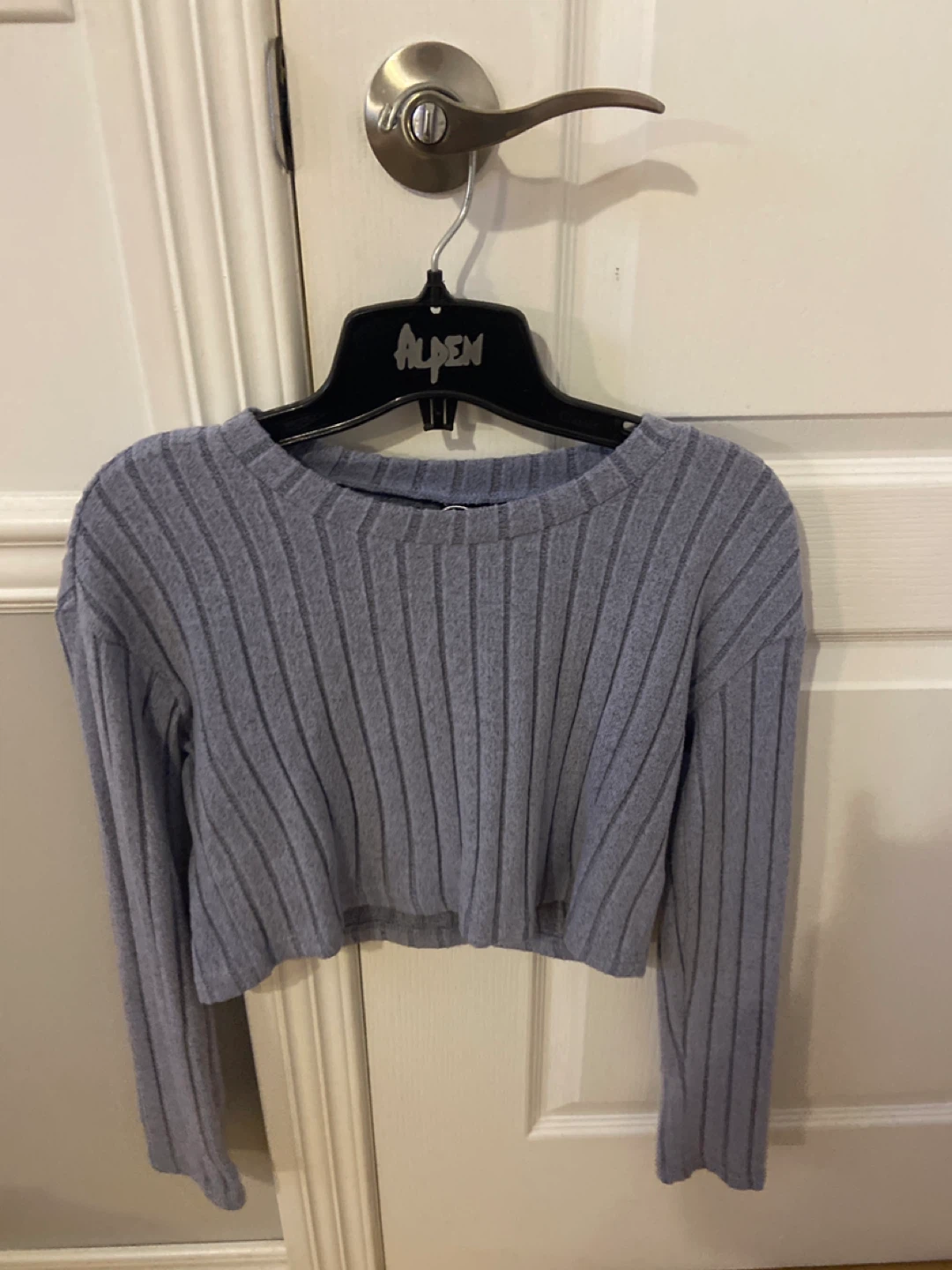 Blue Long Sleeve Crop Top