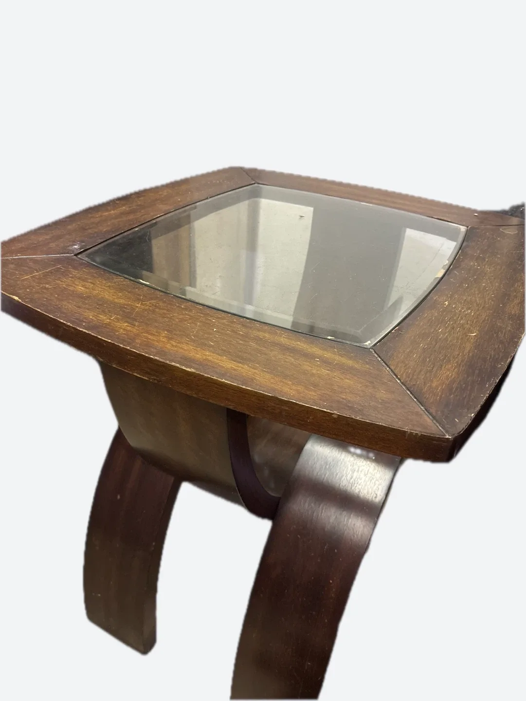 Wood & Glass Square end tables set of 2 thumbnail