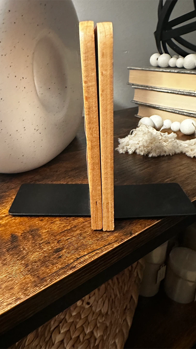 Wooden Bookends with Black Base