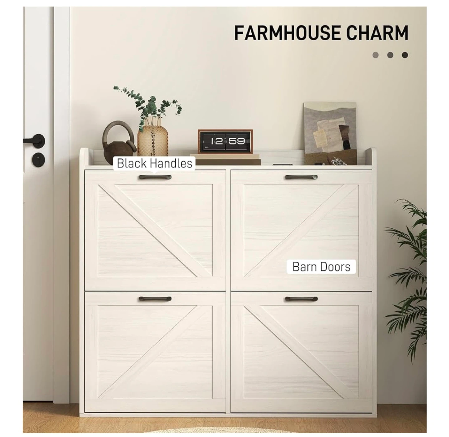 HOMCOM Narrow Shoe Cabinet - White Oak - photo 2