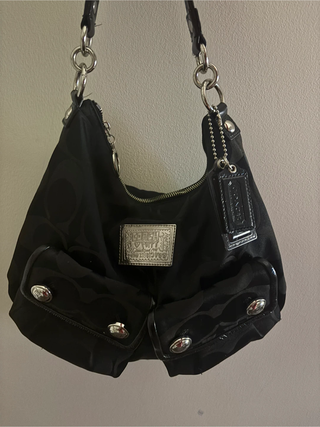 Coach Poppy Black Hobo Bag
