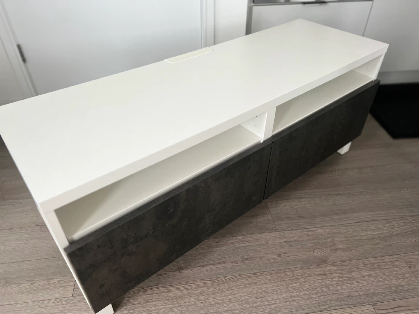 White & Grey TV Stand with Storage - photo 4