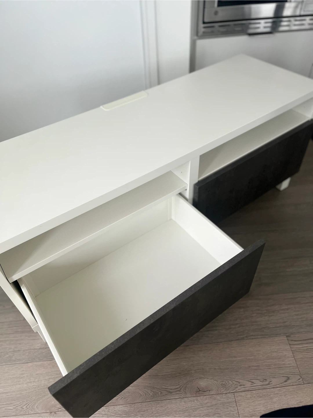 White & Grey TV Stand with Storage - photo 2