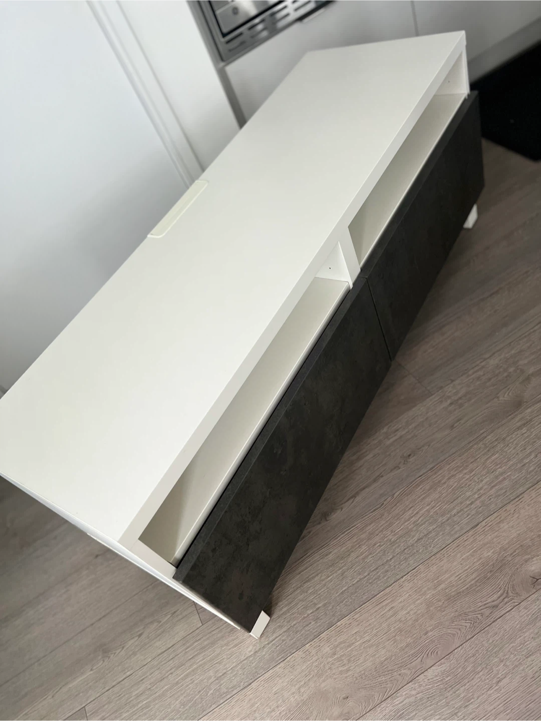 White & Grey TV Stand with Storage - photo 3