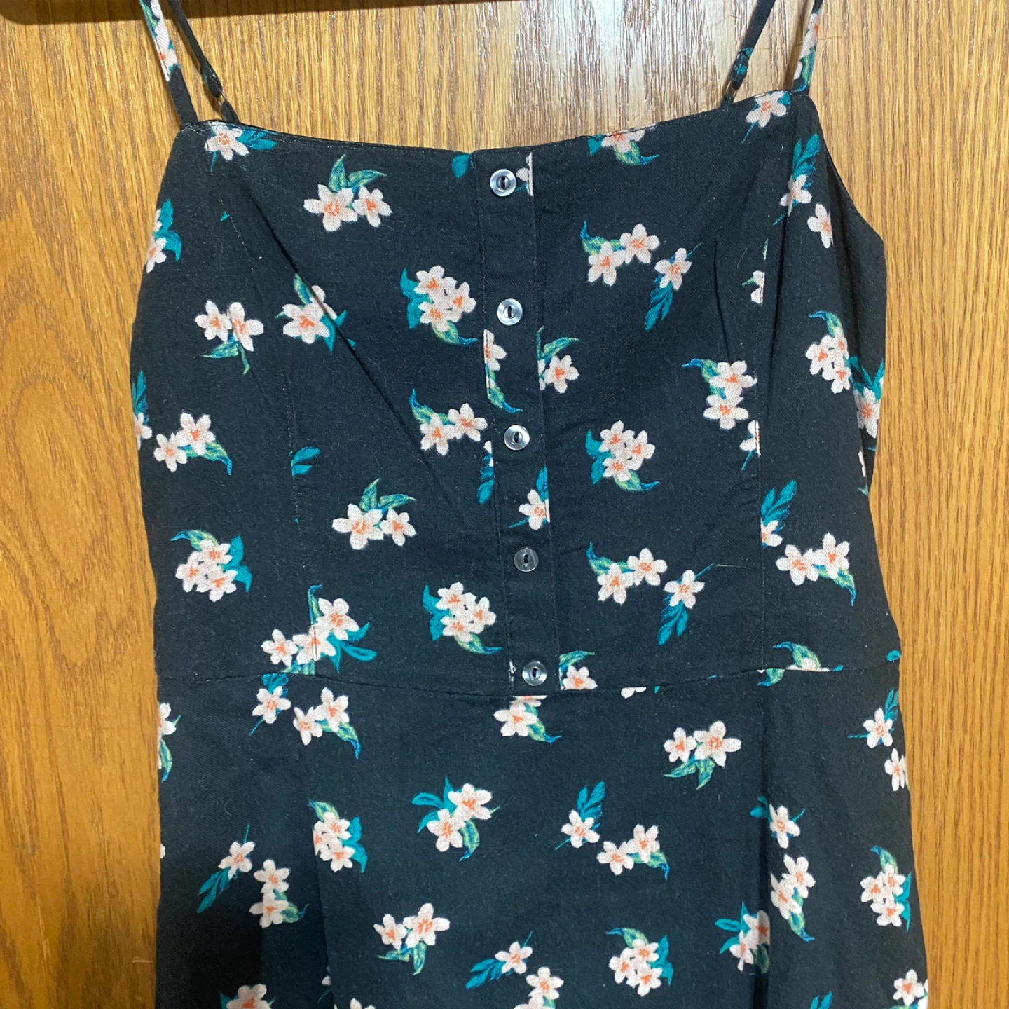 Hollister Black Floral Button Front Mini Dress Large - photo 3
