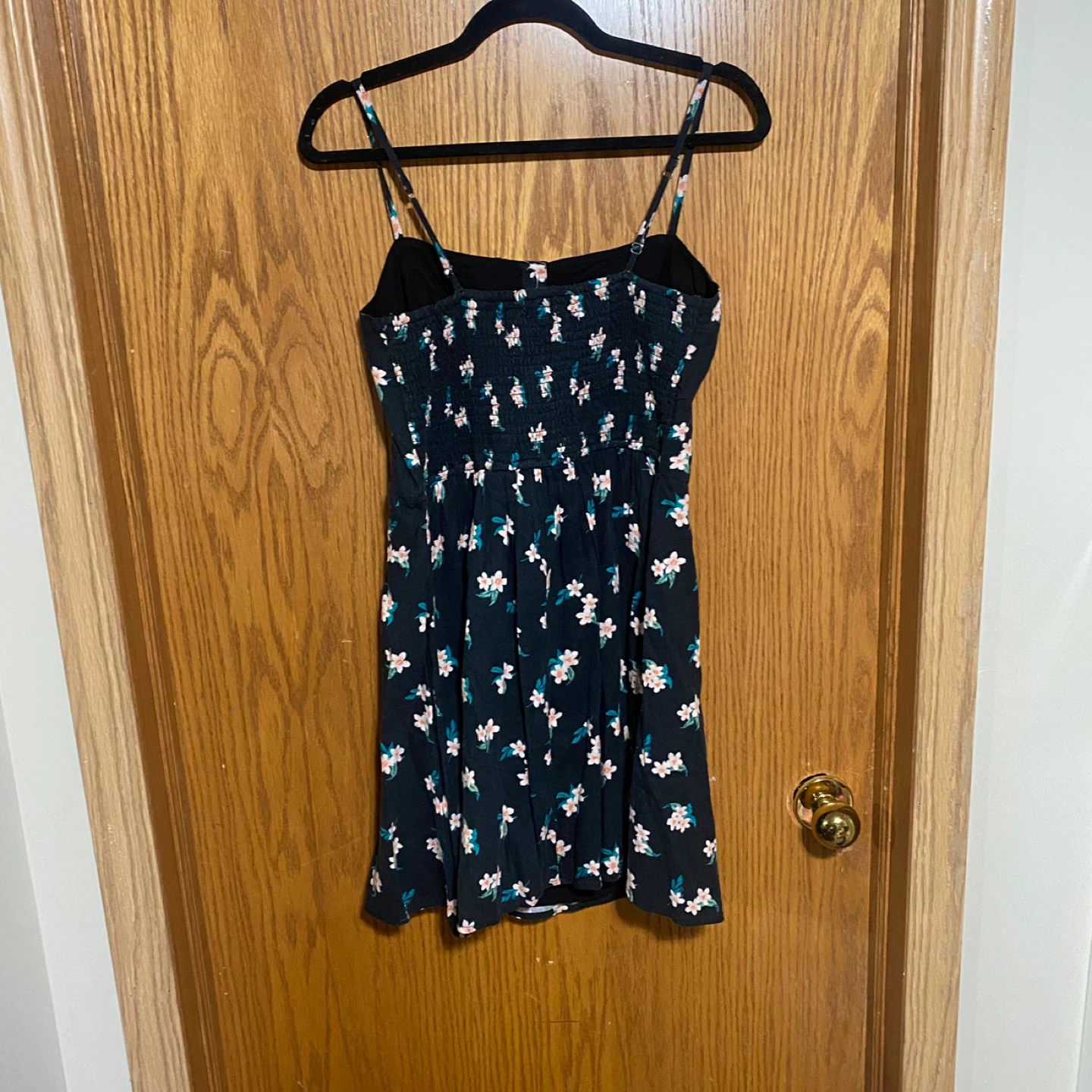 Hollister Black Floral Button Front Mini Dress Large - photo 5
