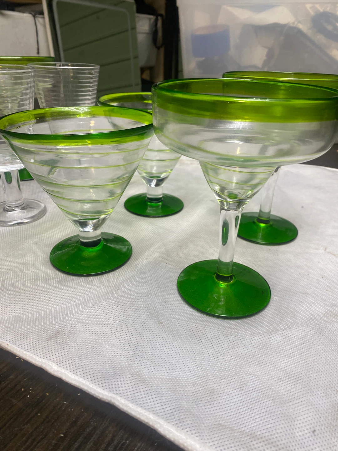 Margarita & Ribbed Glasses - Green Trim (Set of 8) - photo 2