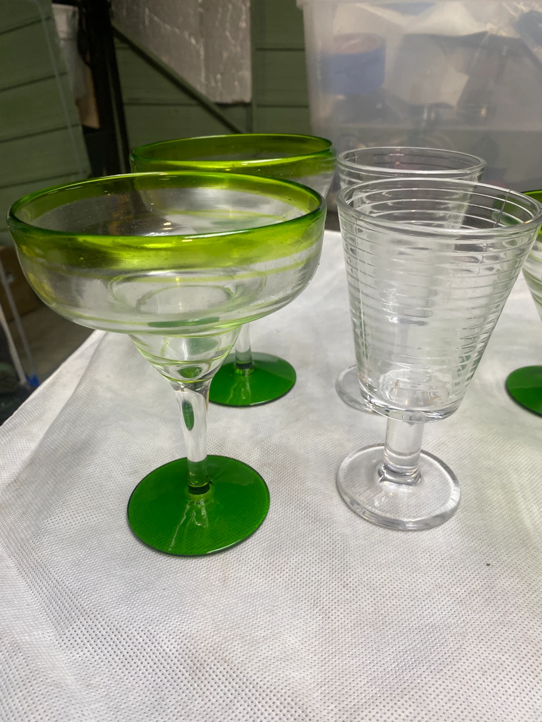 Margarita & Ribbed Glasses - Green Trim (Set of 8) - photo 3