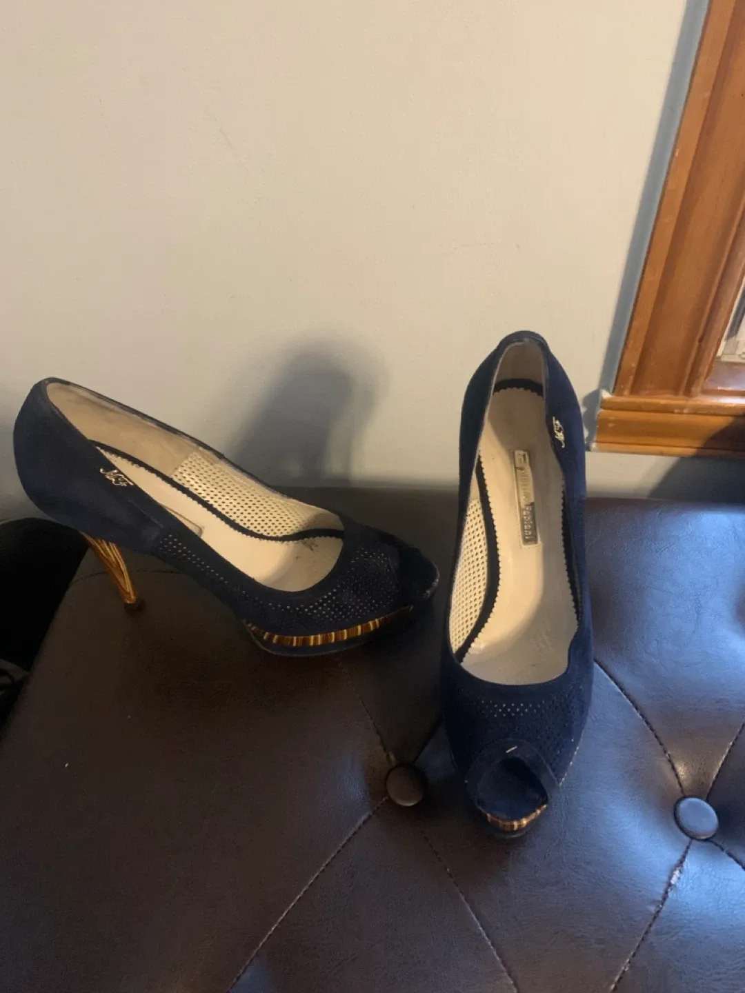 Marina Fabiani Navy Heels - Size 7.5 thumbnail