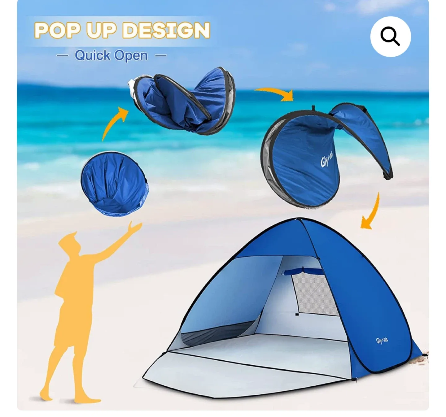 Glynis Pop Up Beach Tent - Blue, 2-4 Person image indicator(4)