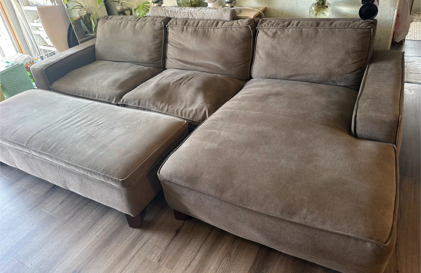 Brown Sectional Sofa with Ottoman Storage