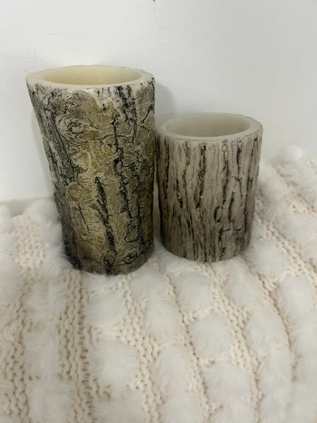 Decorative Faux Wood Candles - Set of 2 thumbnail